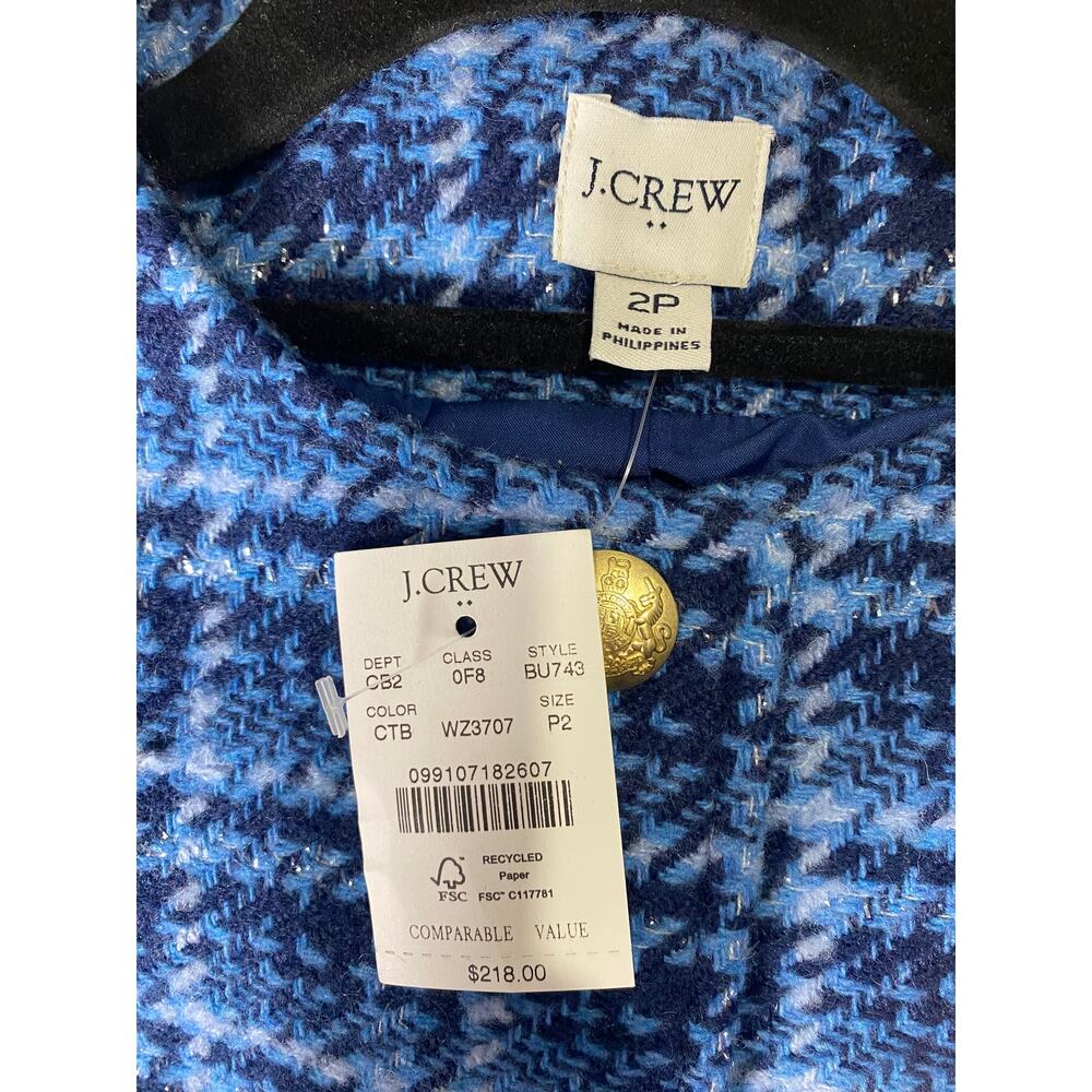 NWT J. CREW JACKET LADY BLAZER BLUE GOLD TWEED CLASSIC PREPPY WORK OFFICE CASUAL - Picture 8 of 16